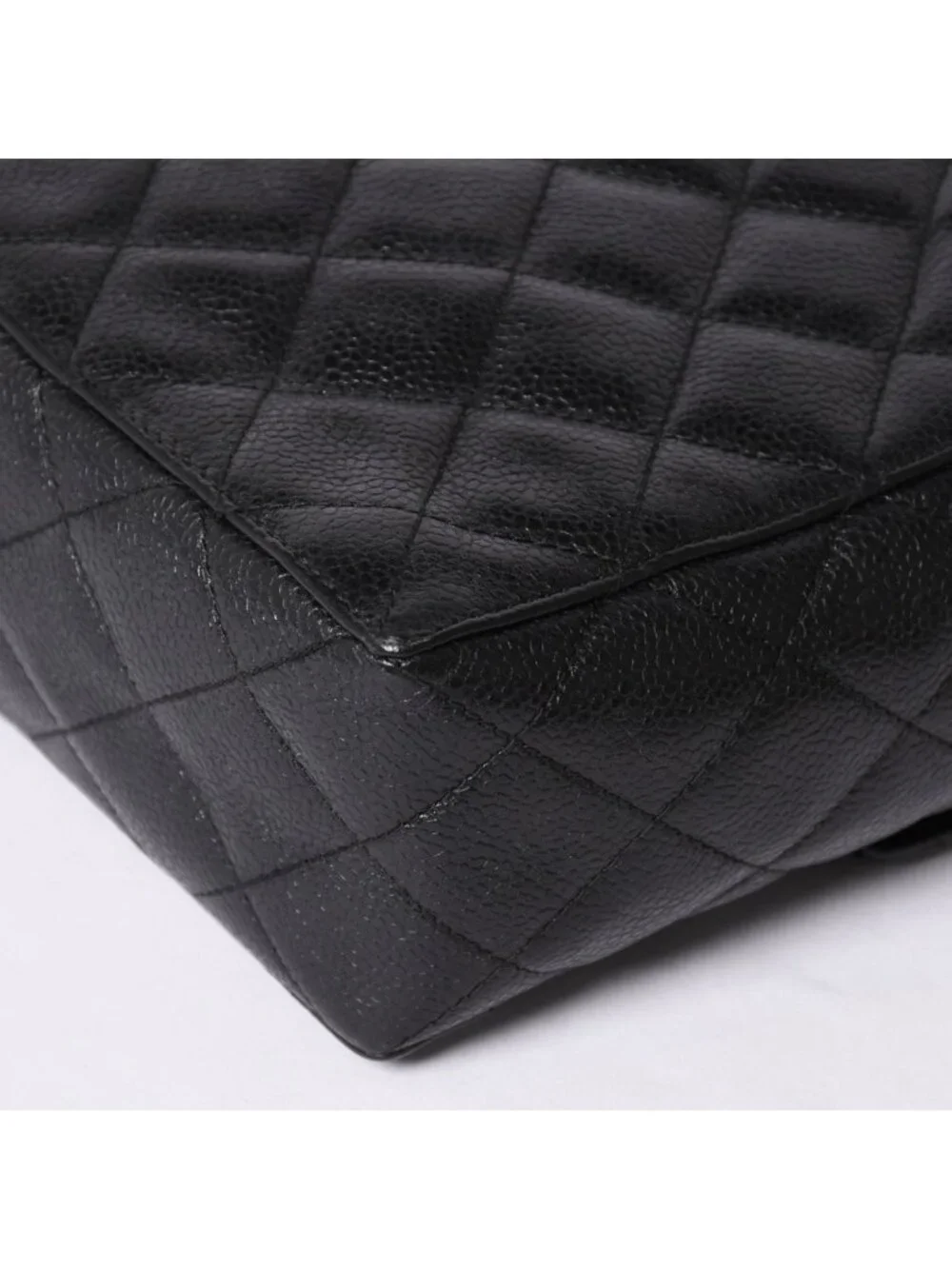 Chanel Shoulder Bag CC Logo Caviar Leather Black Quilted Gold